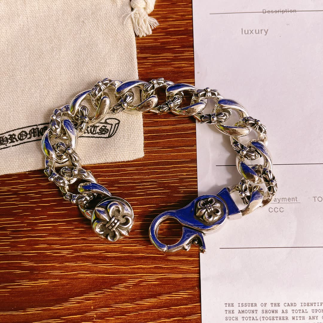 Chrome Hearts Silver Blue Enamel Bracelet